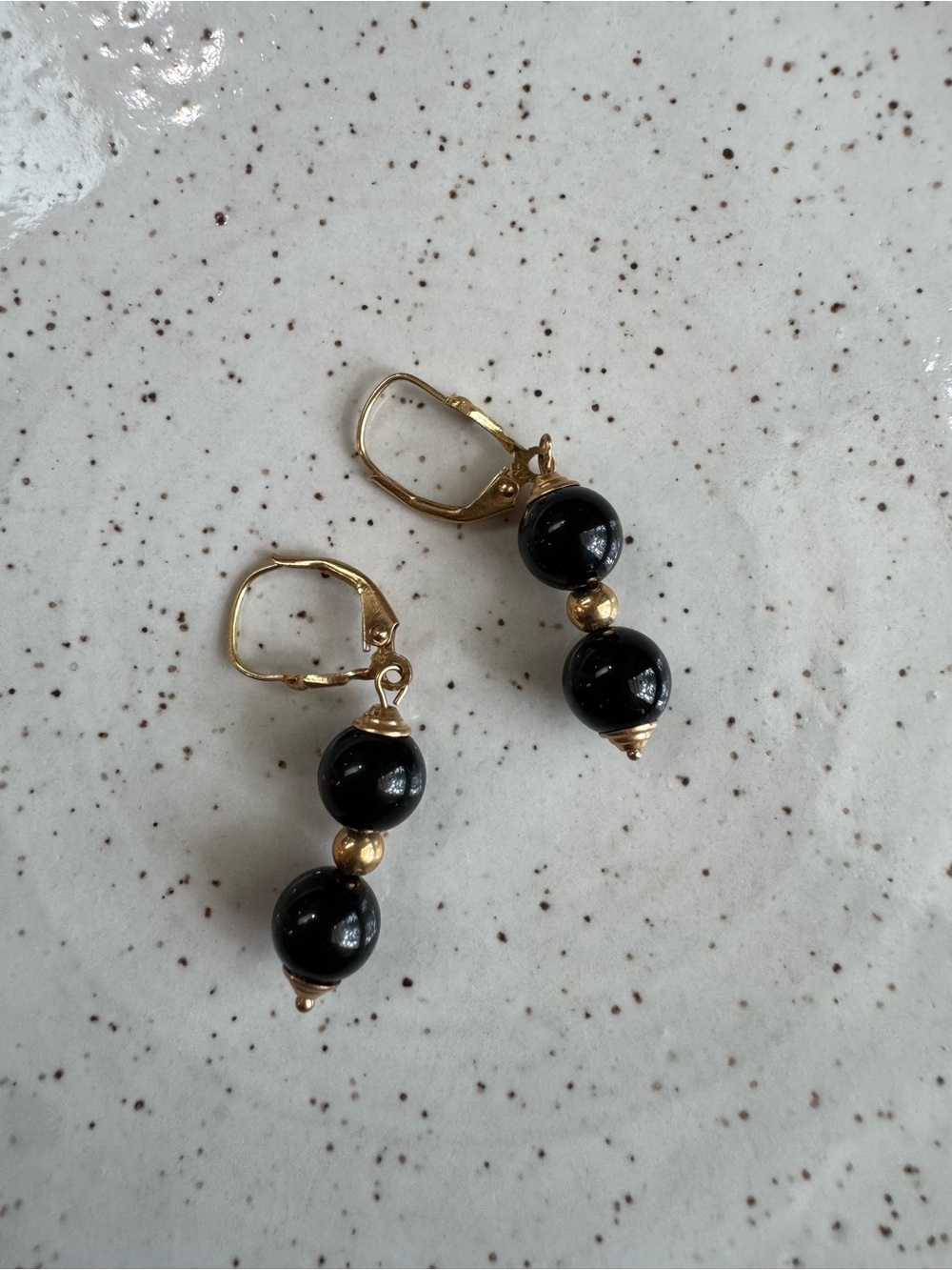 Gold and Black Bead Drop Earrings - Elegant Women’s Jewelry